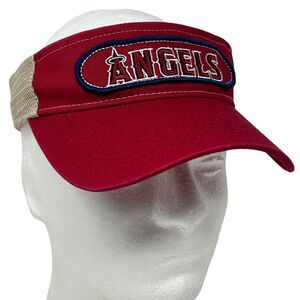 California Angels Visor Hat Cap Anaheim MLB Baseball Trucker Mesh Strapback Red
